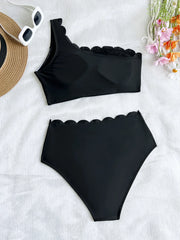 Lunivop Sexy Black White Patchwork Bikini Women Ruffles One Shoulder Push Up High Waist Swimsuit Summer Bathing Suit Vacation Swimwear