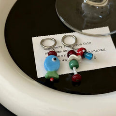 Lunivop Asymmetrical Blue Earrings for Women High-End Design Slimming Versatile Small Party Jewelry Accessory