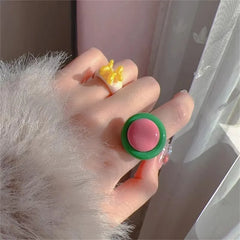 Lunivop New Trendy Big Colorful Punk Finger Ring For Girls Personalized Simple Round Rings for Men and Women Party Fashion Jewelry Gifts