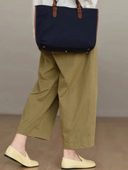 Lunivop Japanese Sle Artistic Pure Cotton Wide Leg Pants Women's Summer Elastic Waist plus Size Slimming Commute Casual Pants