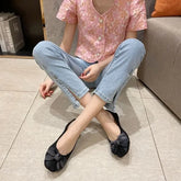 Lunivop Summer With Bow Square Toe Shoes for Women Vacation Non Slip On Offer Lastest High Quality Fashion Casual Woman Flats Sale