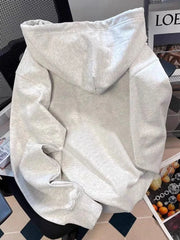 Lunivop Cartoon Print Cute Hoodies Women Vintage Long Sleeve Loose Kawaii Sweatshirt Japan Retro Casual Pockets Female Gray Y2K Tops New