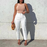 Lunivop Woman Solid Trouser High Waist Slim Zipper Fly Long Pants Female Wild Commute Office Lady Woman Pencil Pant Street