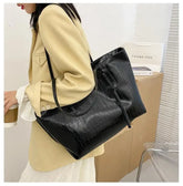 Lunivop Vintage Large Capacity Black Handbag Women Versatile Crocodile Pattern Tote Bag Ladies Fashion Leather Shoulder Bags