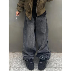Lunivop Women Black Jeans Hip-hop Fashion Vintage Streetwear Y2K Wide Leg Jean High Waist Winter Female Trouser Baggy Denim Pants
