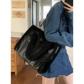 Lunivop Versatile Fashionable Black Tote Bag with Large Capacity Tote Bag for Commuting Shopping Single Shoulder Bags