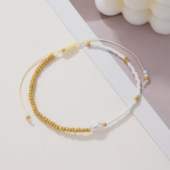 Lunivop Korean Trendy Simple Pearl Color Blocking Beaded Bracelet for Women Niche Design Hand Woven Bracelet Sweet Elegant Party Jewelry