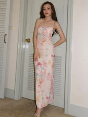 Lunivop Floral Print Spaghetti Strap Sleeveless Women'S Drsses Summer Vacation Y2K Streetwear Long Elegant Casual Clothes