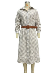Lunivop Casual Shirt Dress Women Office Ladies Long Dresses for Woman Long Sleeve Plaid Midi Female Sundress Button with Belt