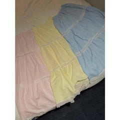 Lunivop Korean Lace Patchwork Hollow Casual A-line Skirt Women 2024 Summer New High Street Fashion All Match Loose Mid-length Skirt