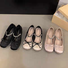 Lunivop Mary Janes Flats for Women Ankle Crystal Strap Slip-on Casual Shoes New Fashion Round Toe Bowknot Single Shoes Ladies Dance Shoe
