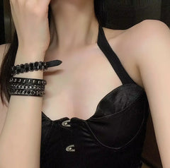 Lunivop Trendy Dark Style Leather Rivet Bracelet for Women Men Punk Gothic Hot Girl Accessories Rock Bracelet Party Jewelry Gift