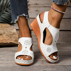 Lunivop Women's High Heel Sandals Large Size Slip-On Thick Bottom Fish Mouth Hollow out Roman Style Fashionable Sandals