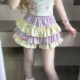 Lunivop Summer Japanese Sweet and Spicy Girl Fluffy Pumpkin Skirt Dopamine Candy Color Slimming High Waist Cake Skirt