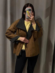 Lunivop Women High Street Loose Buttons Short Jacket Autumn Fashion Double-Sided Commute Women Casual Coat Long Sleeve New Jackets