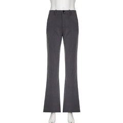Lunivop Summer Women Fashion Grey Suit Pants Streetwear 2000s Low Rise Button Up Loose Casual Pants Vintage y2k Trousers Korean Grunge
