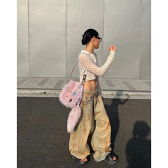 Lunivop Womens Jeans High Waist Vintage Straight 2024 Autumn Y2K Classic Denim Pants Streetwear American Wide Leg Baggy Denim Trouser