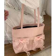 Lunivop Fairycore Pink Y2k Shoulder Bags Women Hot Girls Bow Chic Large Capacity Handbag Ladies Harajuku Aesthetic Tote Bag 2024