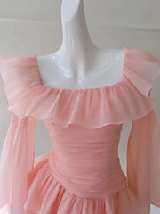 Lunivop Solid Ruffled Design Women's Dresses Slash Collar High Waist Long Sleeve Elegant Dress Female Autumn 2025 New