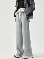 Lunivop Women Loose Vintage Sweatpants High Waist Casual Pockets Wide Leg Pant Streetwear High Quality Retro American Gray Pants