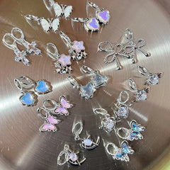 Lunivop New Harajuku Vintage Goth Pink Peach Heart Drop Earrings For Women Grunge Punk Halloween Aesthetic Y2k Fairy Jewelry