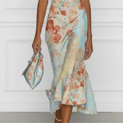 Lunivop Elegant Party Bodycon Maxi Dress Women Summer Sexy Sleeveless Off Shoulder Floral Print Long Dresses Casual