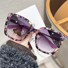 Lunivop 1pc Women's Large Square Frame Fashion Sunglasses - Stylish Gradient Purple Lens with Tortoiseshell Pattern