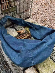 Lunivop Autumn Winter New Retro Crescent Bags Korean Niche INS Large Capacity Denim Crossbody Hobos Bag black bag tote bag
