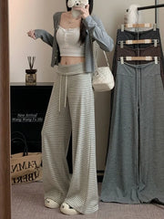 Lunivop Fleece Lined High Waist Wide Leg Jeans Women's Blue Grey Thickened Winter Warm Trousers with Front Pocket Bootcut Pants