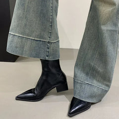 Lunivop Pointed Toe Women Slim Ankle Boots Fashion Square Low Heel Ladies Elegant Back Zippers Short Booties Women's Footwear