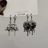 Lunivop Y2K Goth Liquid Heart Star Pendant Earrings Women Zircon Love Dangle Earring Gothic Irregular Tassel Earrings