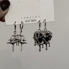 Lunivop Y2K Goth Liquid Heart Star Pendant Earrings Women Zircon Love Dangle Earring Gothic Irregular Tassel Earrings
