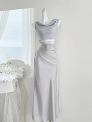 Lunivop Korean Style Waistband Long Dresses Luxury Satin Bodycon Vestidos De Galar Dress Summer Playa Mujer Holiday Vestidos New