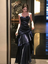 Lunivop Vintage Blue Elegant Sexy Backless Ruffles Long Dresses French Pleated Slip Sleeveless Vestidos Birthday Evening Party Dress