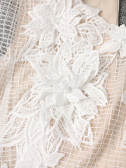 Lunivop Fashion Women Dress Short Sleeve Round Neck Lace Patchwork Female Elegant Dresses New Tide