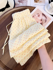 Lunivop Sweet Love Print Wide Leg Pant Women Casual Cute Loose High Waist Trousers Korean Fashion Female Lace Up Elegant Pants New