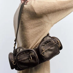 Lunivop Vintage Brown Handbag Purse Women New Hot Girls Leather Soft Pocket Y2k Bags Ladies Retro Shoulder Bag 2025 Aesthetic