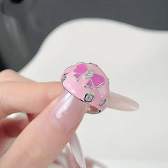 Lunivop Korea Colorful Stone Oil Drip Rhinestone Trendy Geometry Rings For Women Heart Star Girls Y2k Jewelry Gifts