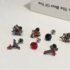 Lunivop 1 PCS New Fashion Gothic Style Zircon Crystal Ear Bone Nail 316L Medical Black Titanium Steel Earrings for Women Y2K Punk Jewelr