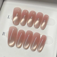 Lunivop 10pcs Handmade Press on Nails Nude Self-adhesive Nail Tips Reusable Adhesive False Nails Ready-made Artificial Glued Nails