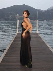 Lunivop Fashion Sexy Backless Women One Piece Swimsuit With Skirt 2 Pcs Halter Bodysuit Lady Holiday Outfits Evening Party Dress Clothes