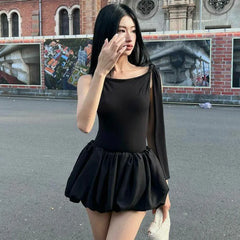 Lunivop Asymmetrical Knotted Sleeveless Bodysuit Short Ball Skirt Women'S Sets Korean Casual Clothing Elegant Y2K Ladies Clothes