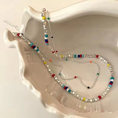 Lunivop New Colorful Beads Choker Necklace Korean Fashion Simple Colorful Collar Short Chain Handmade Female Necklace Women Girl Jewelry