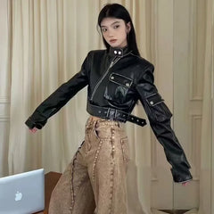 Lunivop Niche Fashion American High Street Biker Jackets Harajuku Y2k Fashion Popular High Waist Sweet Cool Coats Punk Harajuku Clothes