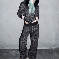 Lunivop 2000s European American High street HipHop Punk Rock Aesthetic Zipper Autumn Winter Trendy Female long sleeve Hoodie Pants Set