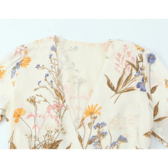 Lunivop New Women Floral Print Casual Summer Wrap Dress Cross V Neck A-line Short Robe French Style Holiday Dresses