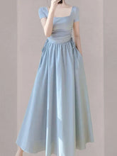 Lunivop New Elegant Summer Short Sleeve Vacation Dress For Women Square Neck Casual Solid Party Dresses Korean Chic Slim A-line Vestidos