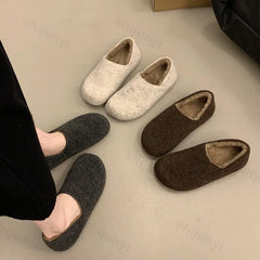 Lunivop Loafers Fur Woman Shoes Slip-on Dress Flats Winter New Moccasin Shoes Retro Slip on Flat Shoes for Women Zapatos De Mujer