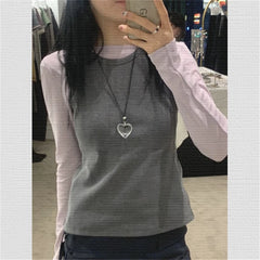 Lunivop Korean Fashion Transparent Glass Big Heart Love Pendant Rope Chain Necklace For Women Trendy Aesthetic Charm Jewelry Accessories