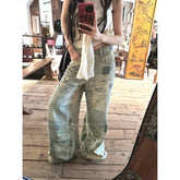 Lunivop High Waist Women Tie Dyeing Jeans Hip-hop Style Vintage Streetwear Y2K Wide Leg Jean Plus Size Female Trouser Baggy Denim Pants
